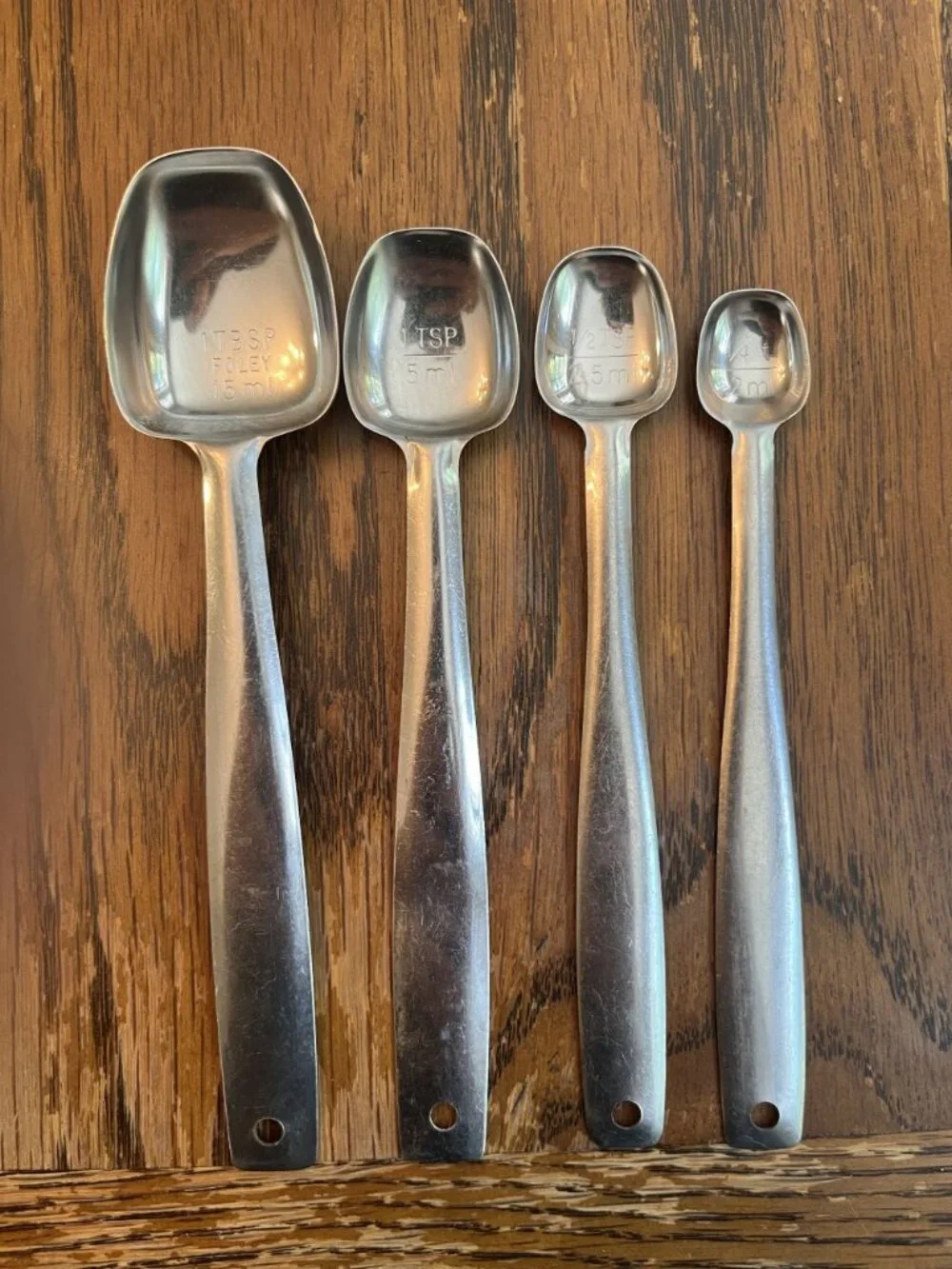 Vintage Set of Foley Measuring Spoons Long-Handled Stainless Steel